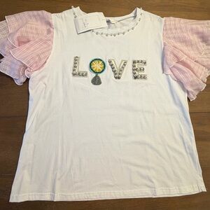 Girls' White and Pink Love Shirt